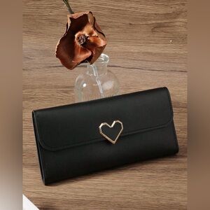 Black and Gold Heart Accent Wallet